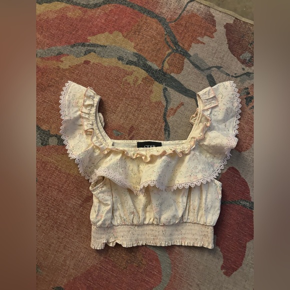 Cider Floral Ruffle Crop Top - Picture 1 of 4